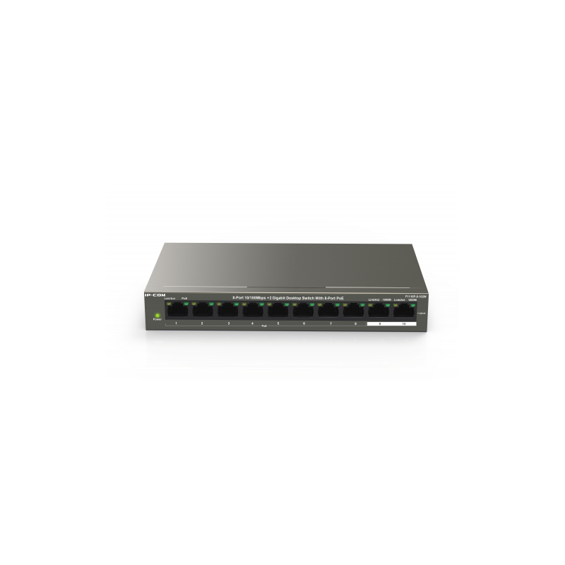 IP-COM Networks F1110P-8-102W switch Fast Ethernet (10/100) Negro Energía sobre Ethernet (PoE)